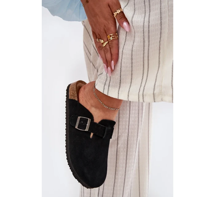 Dámske semišové papuče s prackou Big Star - čierne