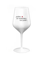 PROTOŽE BÝT BLONDÝNKA NENÍ PRDEL - bílá nerozbitná sklenice na víno 470 ml