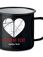 Personalizovaný retro plechový pohár – Dve miesta, jedno srdce