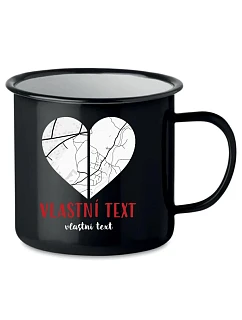 Personalizovaný retro plechový pohár – Dve miesta, jedno srdce