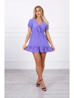 Šaty s vázaným výstřihem do V fialové