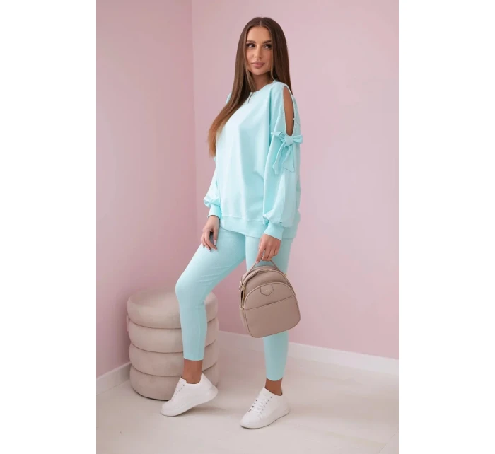 Sada mikiny s mašlí na rukávech a model 19747416 mincovna - K-Fashion Sada mikiny s mašlí na rukávech a model 19747416 mincovna - K-Fashion