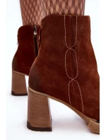 Kůže Botky Dámské Na Sloupku Hnědé Lemar model 21635979 - Boto