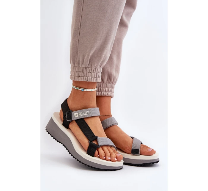 Sandały Damskie Na Platformie I Koturnie Big Star NN274A054 Szare Sandały Damskie Na Platformie I Koturnie Big Star NN274A054 Szare