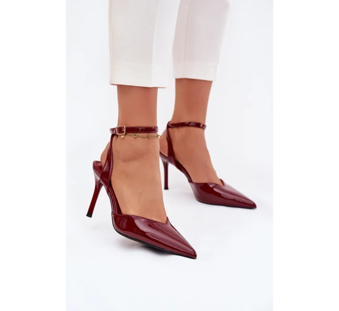 Lakované lodičky s patou bordové model 21794111 - Boto