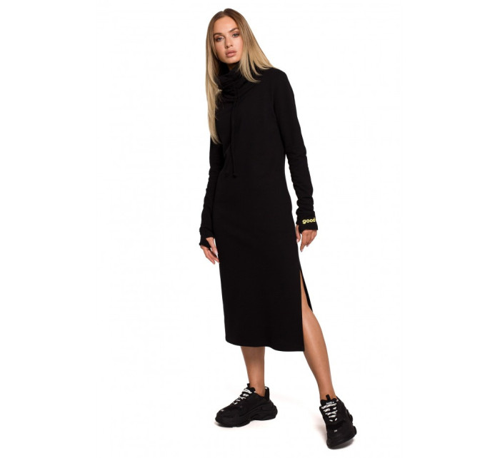 Maxi šaty s vysokým límcem na  černé model 15825021 - Moe