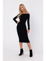 M757 Bodycon šaty na ramienka - čierne M757 Bodycon šaty na ramienka - čierne