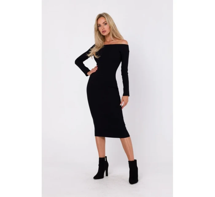 M757 Bodycon šaty na ramienka - čierne M757 Bodycon šaty na ramienka - čierne