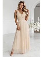 Dlouhé maxi šaty s třpytkami a hlubokým výstřihem model 22085443 - numoco basic Dlouhé maxi šaty s třpytkami a hlubokým výstřihem model 22085443 - numoco basic