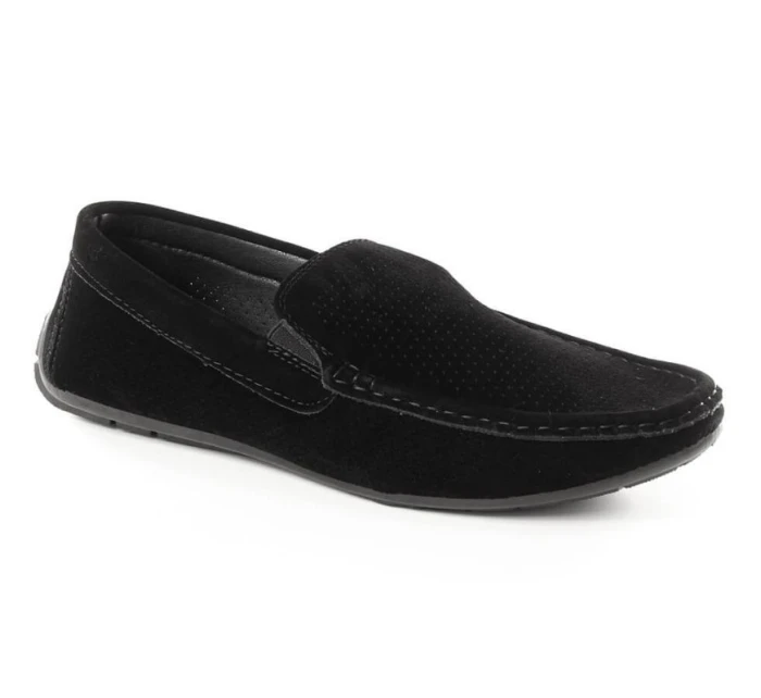 Pánské semišové prolamované mokasíny černé model 21904542