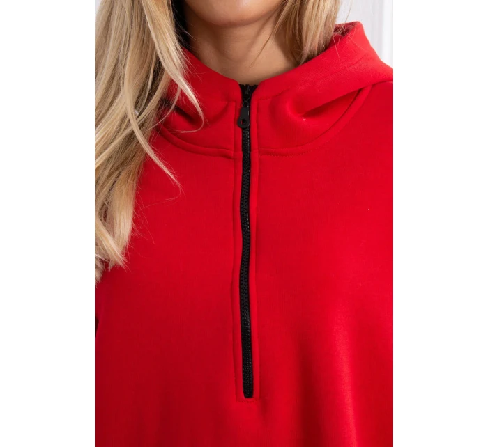 Mikina s bočními rozparky červená