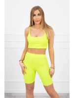 Súprava s nohavicami s vysokým pásom žltej neónovej farby