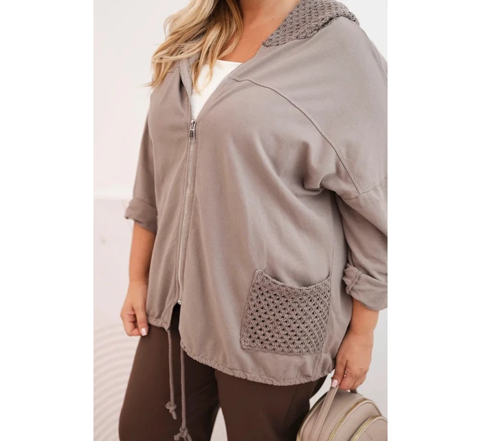 Dámská mikina Plus Size bavlněná oversize s dlouhým rukávem fango