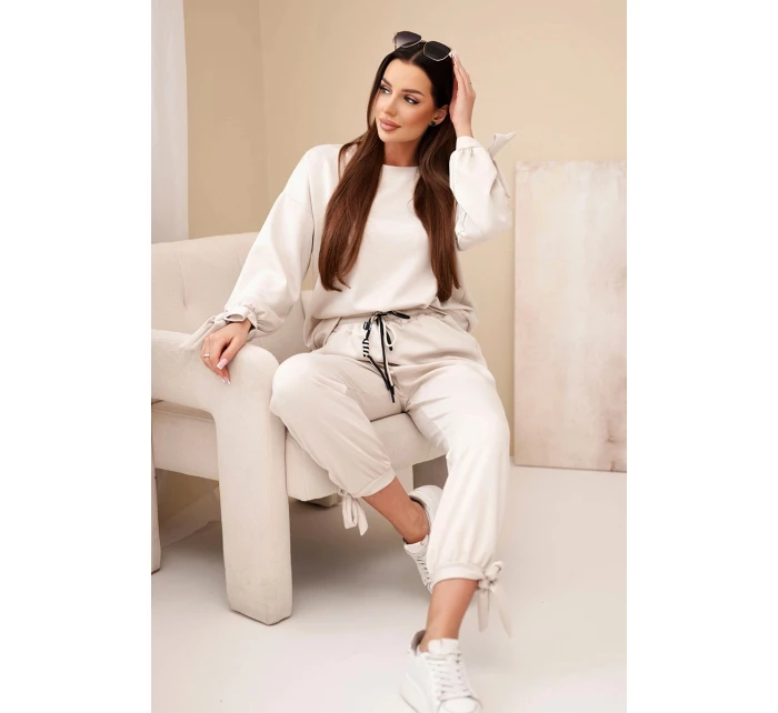 Dámský set z viskózy s mašlemi máslový model 22103428 - K-Fashion