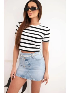 Džínsová mini sukňa M.Sara s retiazkou modrá