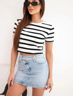 Džínová mini sukně model 21951949 s řetízkem modrá - K-Fashion