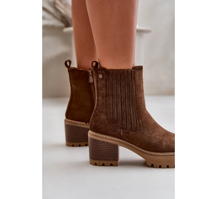 Botki Damskie Na Słupku Z Eko Zamszu Ocieplane Ciemnobrązowe Nevitas Botki Damskie Na Słupku Z Eko Zamszu Ocieplane Ciemnobrązowe Nevitas