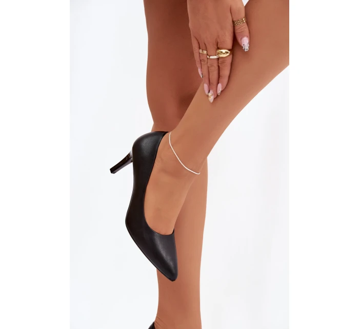 Kožené lodičky model 21821724 Černé - SERGIO LEONE