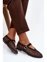 Síťované baleríny s páskem černé Pherina