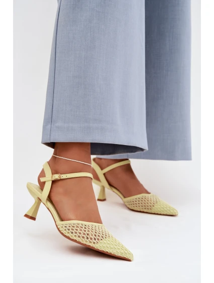Dámské sandály na podpatku s síťkou Žluté Brilora
