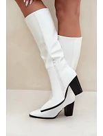 Zateplené kozačky na zip, eko kůže, bílé model 22320928 - Boto