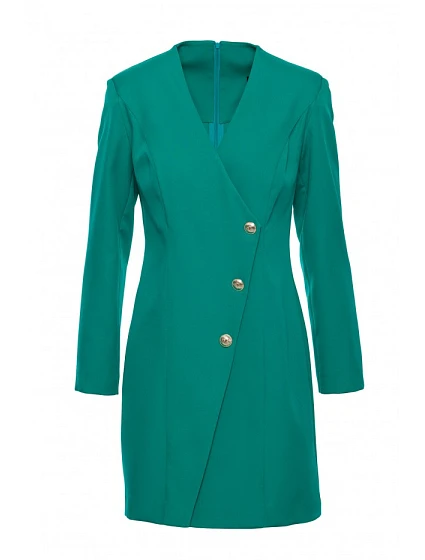 Šaty model 22313024 Blazer se zlatým knoflíkem – tyrkysové - Moe Šaty model 22313024 Blazer se zlatým knoflíkem – tyrkysové - Moe
