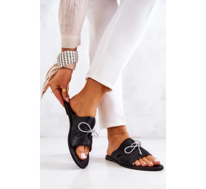 Kožené Dámske papuče Nicole 2659/001 Čierna Kožené Dámske papuče Nicole 2659/001 Čierna