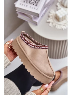 Dámske vyšívané snehule na nízkej platforme svetlo béžové Narirya