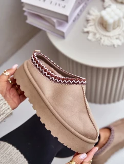 Dámske vyšívané snehule na nízkej platforme svetlo béžové Narirya