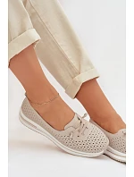 Dámske kožené poltopánky LR61-7044 beige - S.Barski