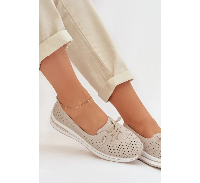 Dámske kožené poltopánky LR61-7044 beige - S.Barski