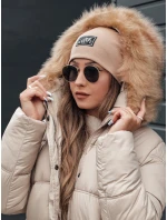 dámská zimní prošívaná bunda s kapucí světle béžová Dstreet model 21980999 - FashionStreet
