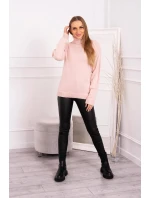 Rolákový sveter púdrovo ružový
