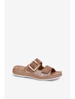 Klapki Damskie Z Klamrą I Rzepem INBLU MK000013 Brązowe