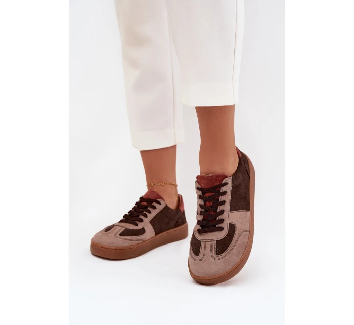 Skórzane Zamszowe Sneakersy Barefoot Damskie Zazoo N1277 Brązowe