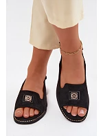 Dámské sandály na nízkém podpatku s ozdobným detailem S.Barski KV61-6015 Černé