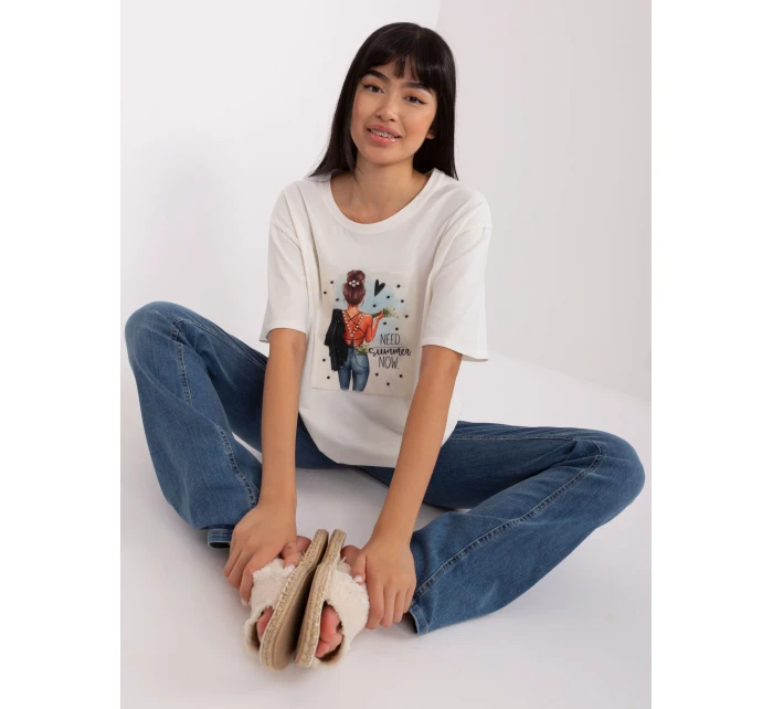 T shirt LK TS model 18741366 ecru - FPrice T shirt LK TS model 18741366 ecru - FPrice