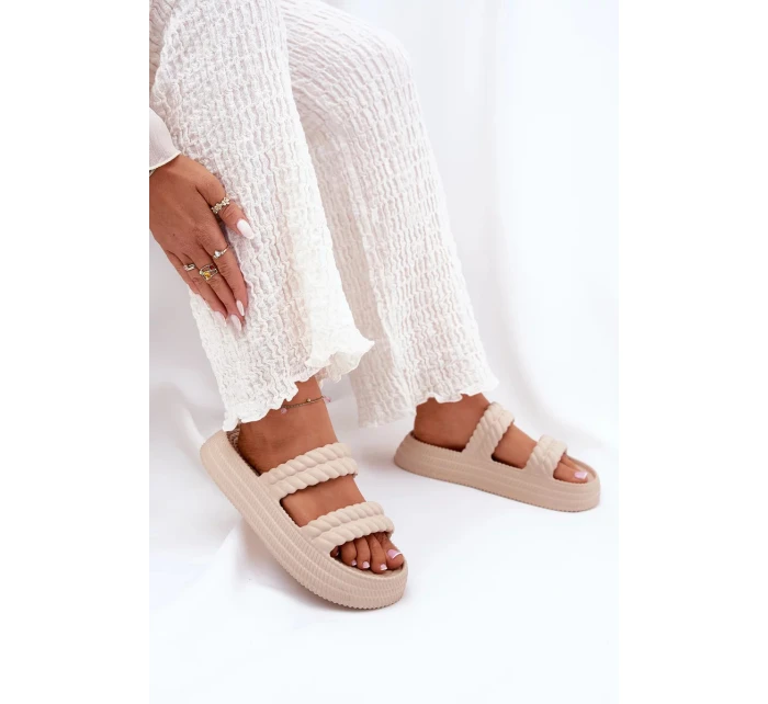 Dámske ľahké papuče na platforme S.Barski - béžové