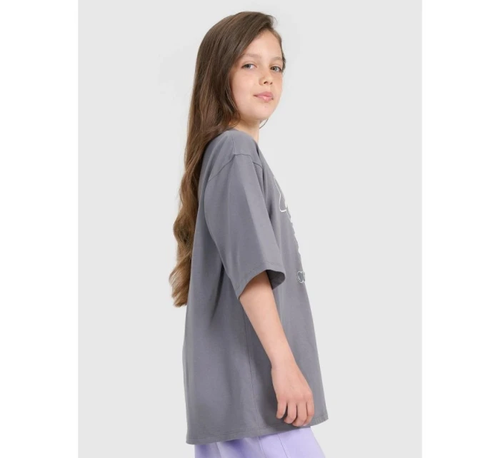Dievčenské tričko oversize s potlačou 4F 4FJRAW25TTSHF3197-22S