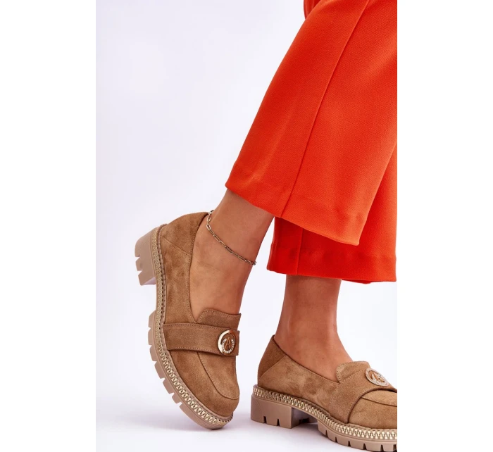 Eleganckie Zamszowe Mokasyny Ciemnobeżowe Laverne Eleganckie Zamszowe Mokasyny Ciemnobeżowe Laverne