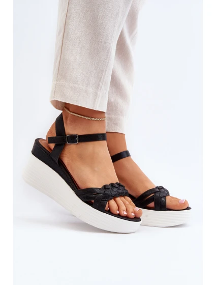 Sandały Na Koturnie Czarne Esinna Sandały Na Koturnie Czarne Esinna