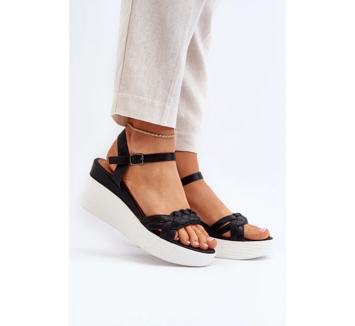 Sandały Na Koturnie Czarne Esinna Sandały Na Koturnie Czarne Esinna