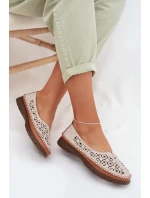 Dámské krajkové baleríny z přírodní kůže model 22026502 šedé - SERGIO LEONE