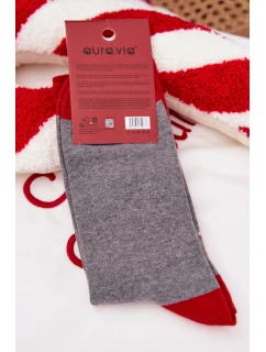 Pánske vianočné ponožky so Santom a nápisom - sivé