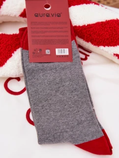 Pánske vianočné ponožky so Santom a nápisom - sivé