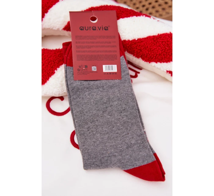 Pánske vianočné ponožky so Santom a nápisom - sivé