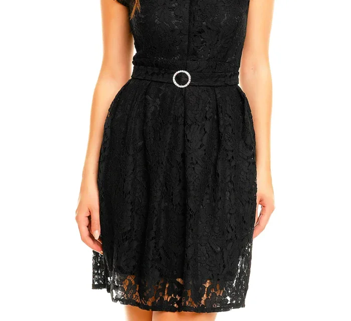 Spoločenské šaty MAYAADI Deluxe krajkové s opaskom čierne - Čierna - MAYAADI Spoločenské šaty MAYAADI Deluxe krajkové s opaskom čierne - Čierna - MAYAADI