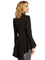 Asymetrický frak s golierom a zapínaním na gombíky M165 - čierny - Moe