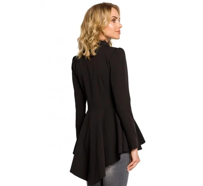 Asymetrický frak s golierom a zapínaním na gombíky M165 - čierny - Moe