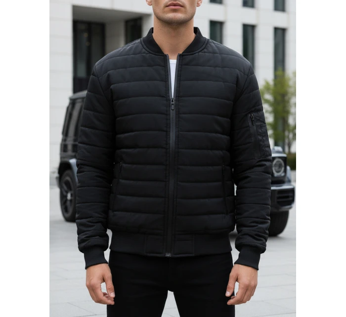 Pánská prošívaná bunda bomber černá model 21962023 - FashionStreet